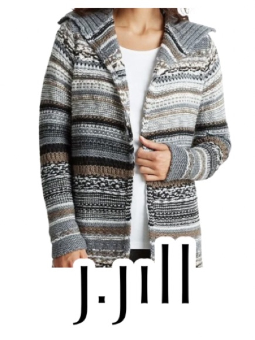 J. Jill | Striped Nordic Fair Isle Wool Cardigan